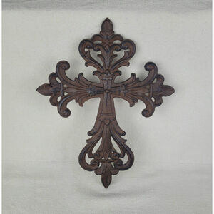 Brown Cast Iron Ornamental Wall Cross